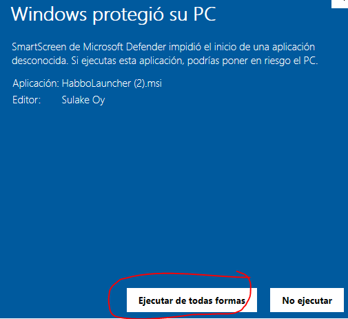 Para el Habbo Descargable en Windows 10 con Defender deben dar clic en más información y Ejecutar de todas formas. <a href="/ESHabbo/">Habbo ES/MX</a> <a href="/Habbo/">Habbo</a>