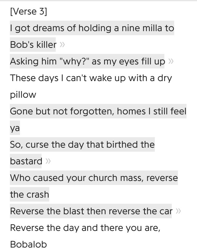 The song is actually about Bobalob, the brother of Kareem "Biggs" Burke (co-founder of Roc-a-fella) who had gotten murdered & the frustration that Jay felt following that.Biggs talked about it in an interview with Tidal magazine