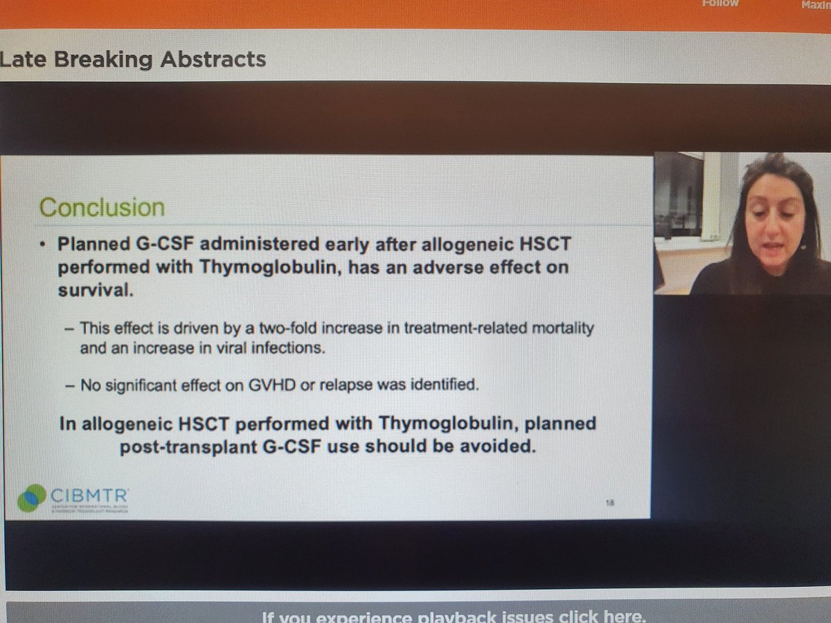 AnaAlarconTomas's tweet image. Now happening: Late breaking abstracts. Really interesting results. #CIBMTR study by @NinaOrfali. Planned early GSFC after allo with Thymoglobulin has an adverse effect on survival. Driven by more TRM and viral infections. #TCTM21