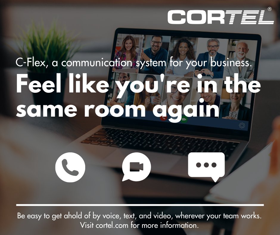 CortelTech's tweet image. Where is your team working now? If you&apos;re like most of the country, your team is still scattered across your city or the country. If you want to feel like you&apos;re in the same room again, C-Flex might be your best answer.