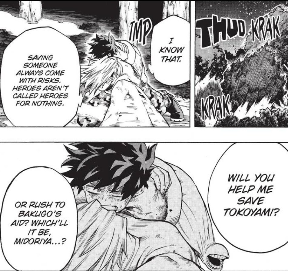 Just like Bkg harbouring this need to win, the need to get the undisputable victory, even if he has to break himself to do so. Deku feels the same way about saving people.