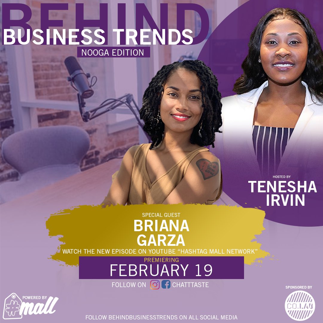 🚨Guest Announcement 🚨

Brand new episode premiering on our <a href="/youtube/">YouTube</a> Feb 19 w/ special guest Co-founder of Chatt Taste Food Tours, Briana Garza🔥

Make sure you “Tell a Friend”😊

#behindbusinesstrends #noogaedition #hashtagmallnetwork #Chattanooga