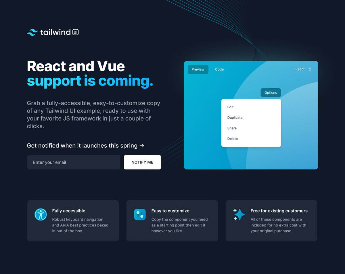 Been working on a new little landing page with <a href="/adamwathan/">Adam Wathan</a> that we're excited to deploy next week 👀
