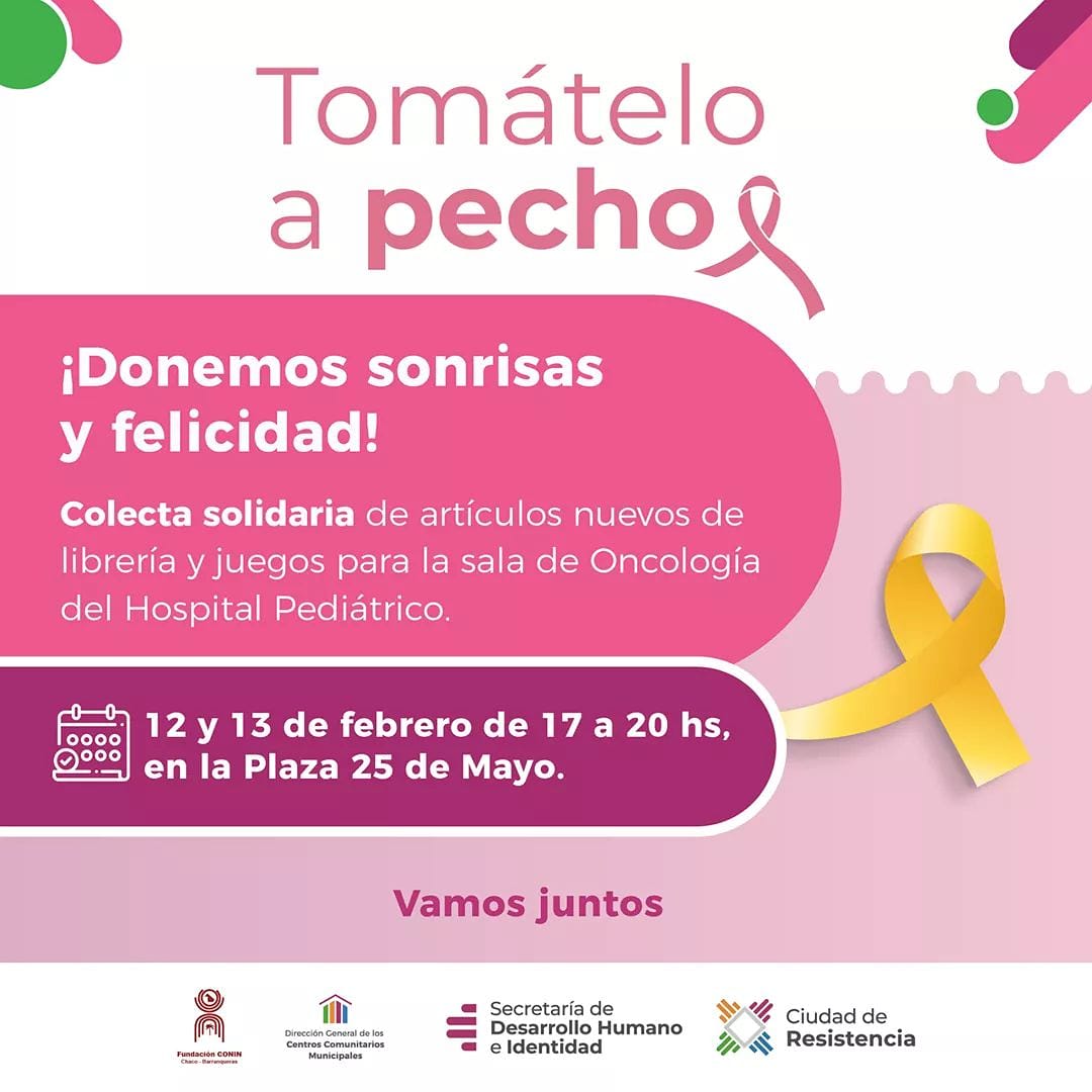 JorgeAWozniczka's tweet photo. #TomáteloAPecho

En el marco del Día Internacional Del Cáncer Infantil, organizamos una Colecta Solidaria de artículos de librería y juegos para la sala de Oncología del H. Pediatrico.

Realiza tus donaciones este 12 y 13/02 de 17 a 20 hs. en la Plaza 25 de Mayo

@GustavoPorChaco https://t.co/1ncG3cOknR