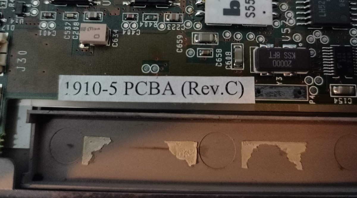 So I pulled out the two batteries (hopefully they weren't suicide batteries keeping some SRAM loaded).The PCB is a 1910-5 PCBA (Rev.C)Not to shock you, but there are no results for that on google