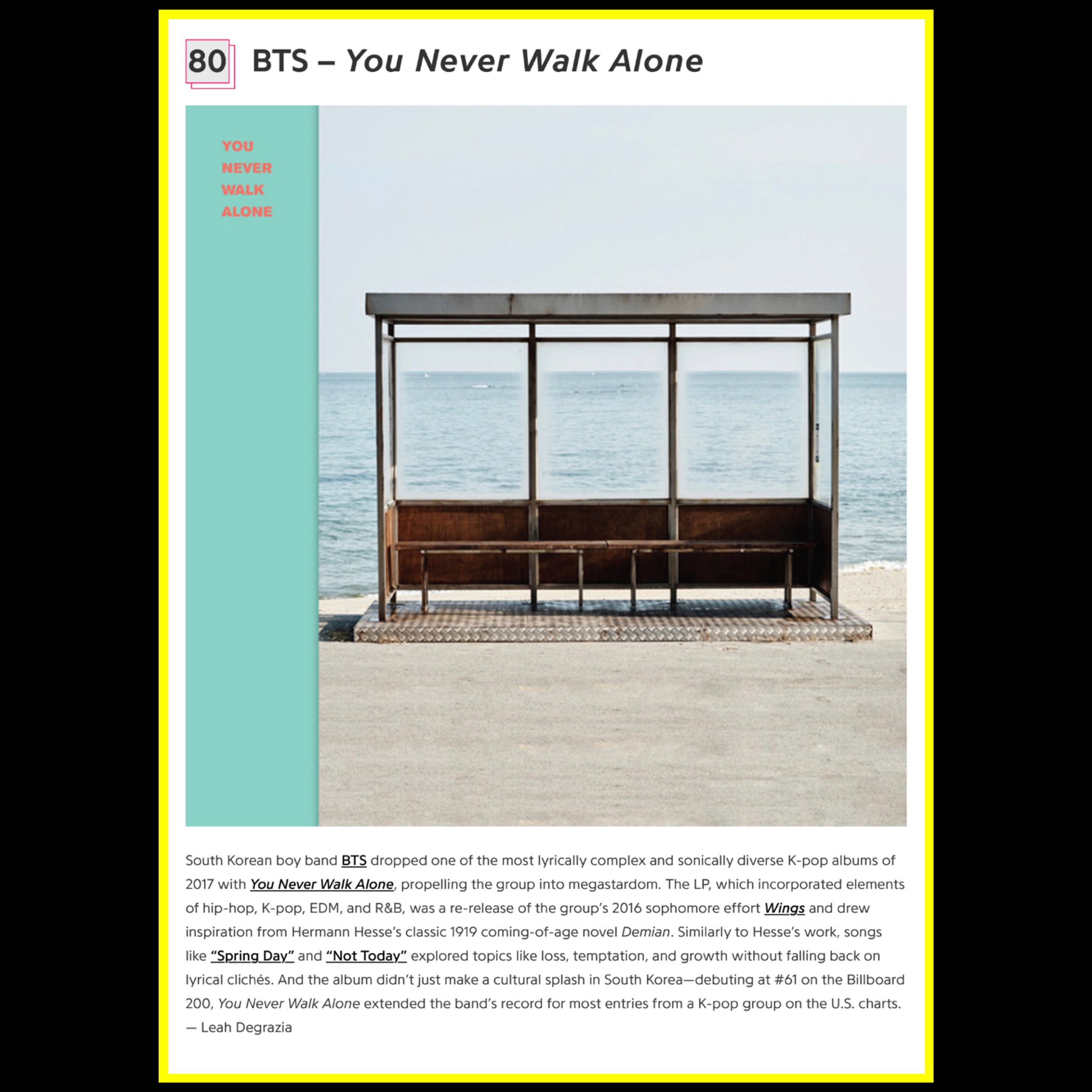 Genius Korea The Genius Community Named The Parent Album You Never Walk Alone As One Of The Best Albums Of The 10s Decade Checkout The Complete List On Genius Now