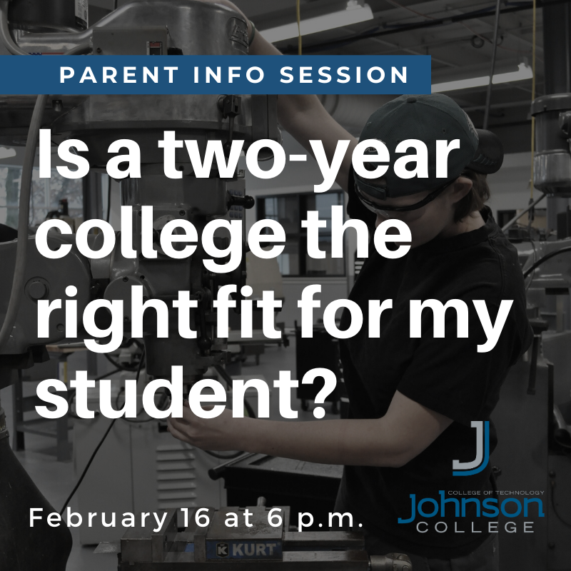 Please join us this Tuesday, February 16 at 6 p.m. for an information session about why a 2-year technical education can be a great opportunity for your student. Register for this virtual event here: johnson.edu/events/infoses… #WeWork #JCEssential