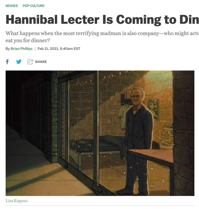 Illustration for The Ringer's Hannibal Lector day https://t.co/gkeq1xToNl 
