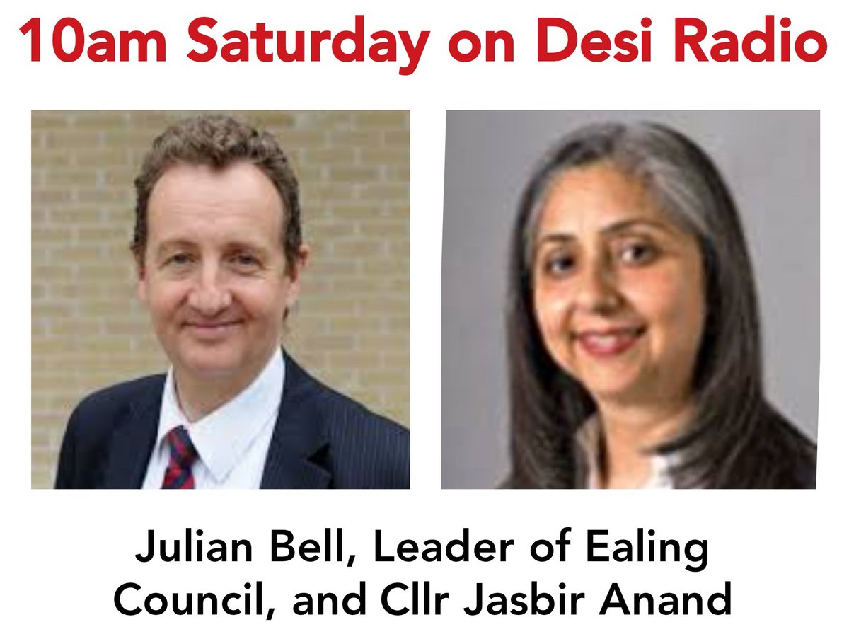 DesiRadio_UK's tweet photo. At 10am Saturday, Anita talks to @juliangbell, Leader of @EalingCouncil andย Cllr @JasbirAnand2, Cabinet Member for Business & Community Services. They'll be speaking on #coronavirusuk, precautionary measures, and importance of taking the #COVIDVaccine
#1602AM #SkyChannel0169 https://t.co/IIu4HixMg4