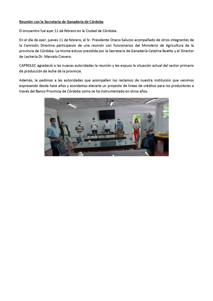 CAPROLEC's tweet image. Reunion con funcionarios de la provincia de Córdoba