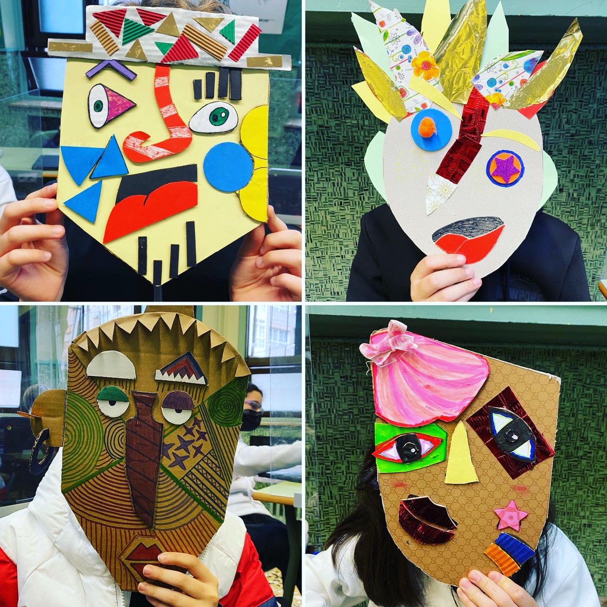 MarOuDepSoc's tweet photo. Última remesa del proyecto Máscaras Cubistas de 1° ESO,¡qué gran trabajo habéis hecho! Viva o Entroido!🤡👻👽🤖👹💜💚💛🧡💙 @maristasourense #entroido #entroidoourense #educacionplasticayvisual https://t.co/7LYyYrap9z