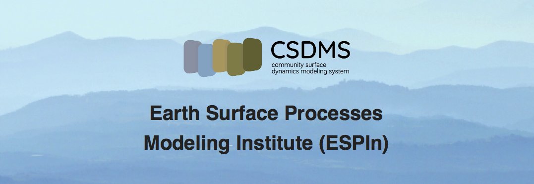 Application window now open!  Earth Surface Processes Summer Institute (ESPIn), June 8th to 17th, 2021 is an 8-day virtual immersive training opportunity.  Application details here: csdms.colorado.edu/wiki/ESPIn2021