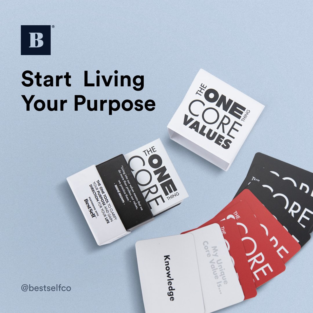 bestselfco's tweet photo. The tool to start living your purpose is here! 

We partnered with The ONE Thing team to create the Core Values Deck that will help you find the three words that give you the most clarity and inspiration.

Discover your core values with this powerful deck and find your purpose. https://t.co/w0tIkrmkX3