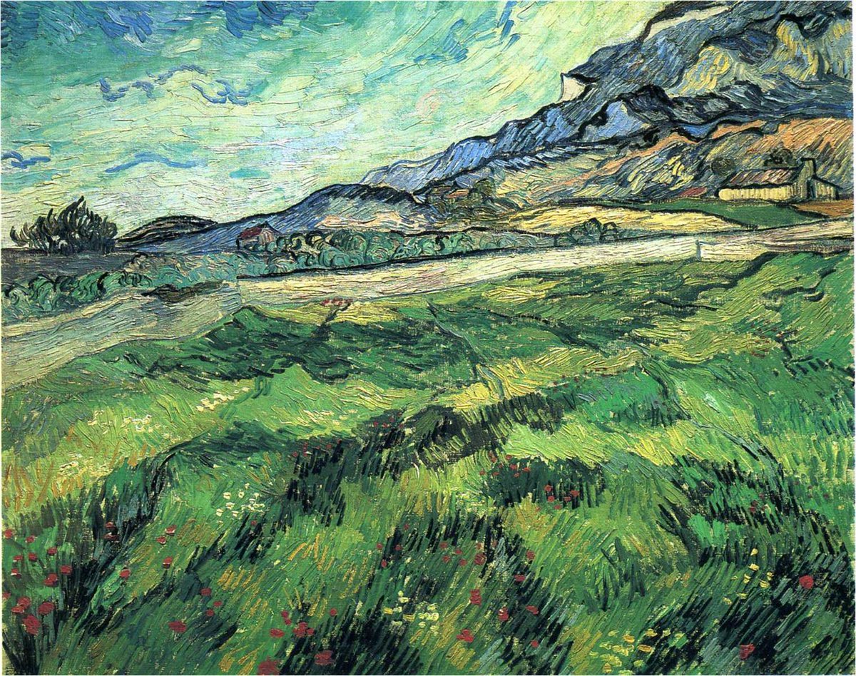VAN GOGH, "THE GREEN WHEATFIELD BEHIND THE ASYLUM" 1889 #vangogh #art #arttwit #twitart #artlover #iloveart #gesture #ArtLovers