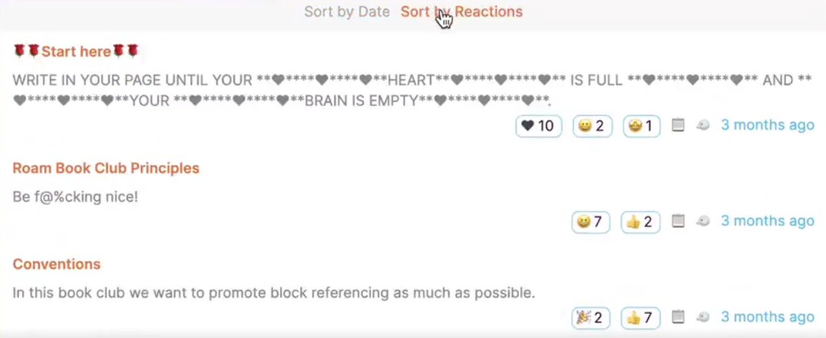 100/n I feel as if this snapshot-view of Dharam's new Roam Portal emoticon-search, nicely summarizes this moment in time - with its three precepts of slightly varying intensity ...cc:  @beauhaan  @RaygunIcecream  @thepericulum  @RoamBookClub  @RoamResearch