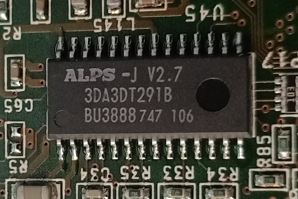 And this is a... chip.It's by Alps, and it's a 3DA3DT291B.I can confirm that Alps made that and Toshiba used it on some of their laptops, but what does it do? I don't know.