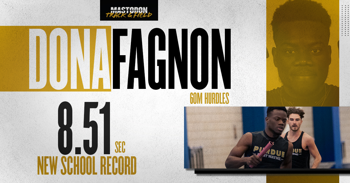 GoMastodons's tweet photo. Dona Fagnon has done it again! He has crushed the 60 meters for another school record!

#GoDons #FeelTheRumble #HLTF https://t.co/o67RCWy8C3