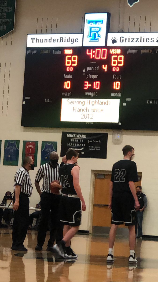 We’re heading to 2OT with <a href="/TRidgeGrizzlies/">ThunderRidge</a> vs <a href="/MtnVistaBball/">Vista Basketball</a>