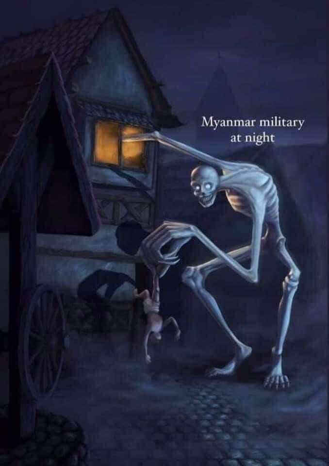 Pencilo4's tweet image. The military government in Myanmar has increasingly used nighttime arrests, legal threats, a curfew and a ban on large gatherings to tame weeklong anti-coup protests that have spread from the cities to the countryside.

STOP NIGHT ARRESTS
#Feb13Coup
#WhatsHappeningInMyanmar