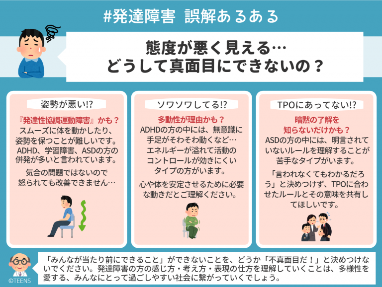 発達障害のニュース 態度が悪く見えちゃう子供たち 発達障害に由来する 本人でもどうにも出来ない事情が 大人になっても辛いですね W わかってほしい 発達障害あるある 発達障害 接し方 理解 図解