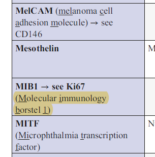 natasharekhtman's tweet photo. @IHC_guy @JMGardnerMD @Sara_Jiang @MArnold_PedPath @sanamloghavi @KMirza @ALBoothMD @PancPathologist @ISIMMweb @AimmJournal @UIPathology I too got obsessed with figuring out what MIB1 stands for, @IHC_guy.  I might have beat you to it 🤪 
This is from Quick Reference Handbook #QRHSP Ab index (went a little OCD trying to get all the names decoded..) https://t.co/n5g0Gtuutd