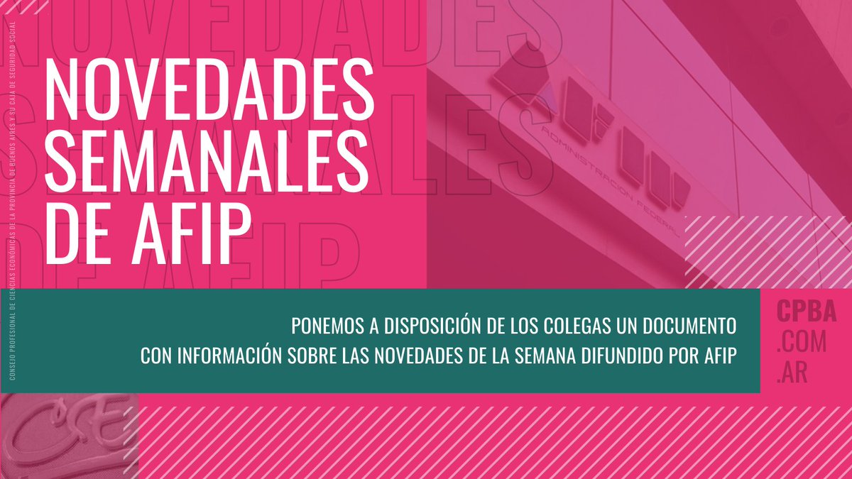 cpcebuenosaires's tweet photo. Novedades semanales de AFIP | Ponemos a disposición de los colegas un documento con información sobre las novedades de la semana difundido por AFIP.
https://t.co/kW5ERdzZhe
#CPBA #CONSEJOPROFESIONAL #CPCEBUENOSAIRES #CIENCIASECONOMICAS #CPCE #CPCEPBA #ECONÓMICAS #AFIPopular https://t.co/fAnu4B9TTb