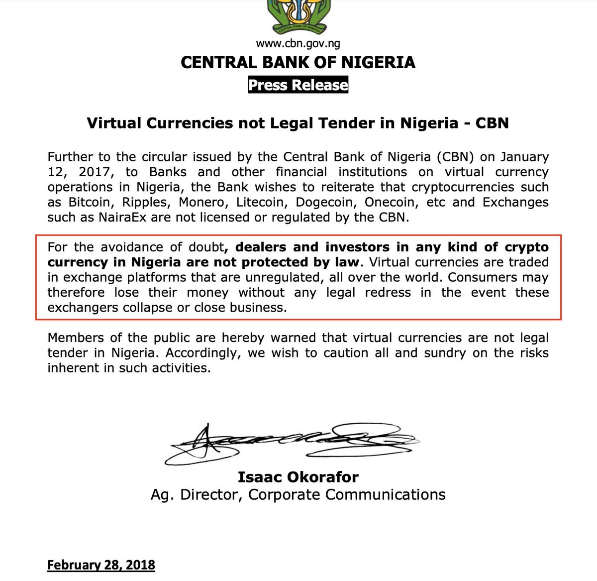 More importantly, 2017 circular did not ban "the facilitation of payments for crypto exchanges". News Flash: 2018 circular did not either. It said "for the avoidance of doubt, we cannot protect crypto dealers and traders by law" (paraphrased). Hence, it was a cautious advice.