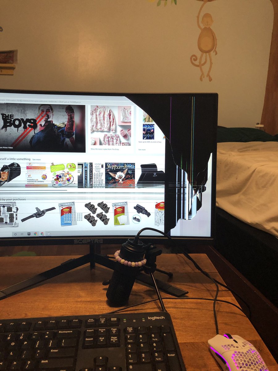 BoostedX's tweet image. My Fucking monitor fell over and ate shit