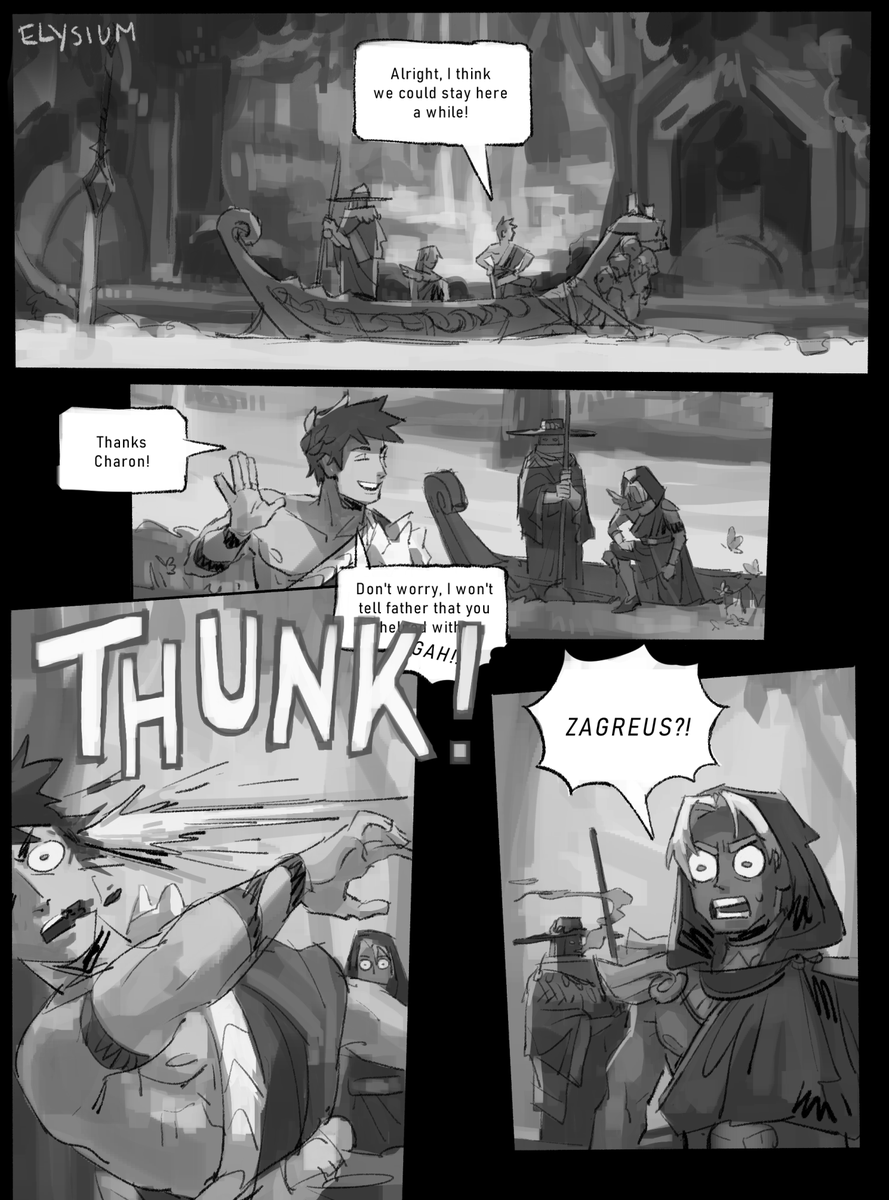 #thanzag a short comic about going on a date when time and options are limited. (cw: blood)
[ 1/4 ] 