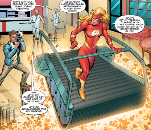 Jesse Quick - The FlashA hero from Earth 11, where she protects the Earth together with her friends from the Justice Guild. She uses the Speed Formula and its Reverse Formula to carry out her heroic deeds.