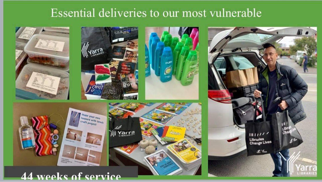 YarraLibraries's tweet photo. We were invited to present to over 180 Danish directors on Yarra’s COVID community response. For over 44 weeks, we delivered 17,600 food parcels that were saved from going to landfill and 30,000 discarded 📚 straight to our community. #LibrariesChangeLives #LibrariesAreEssential https://t.co/rQW7jL9MmT
