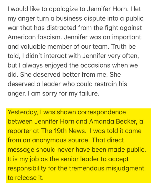 The statement  @SteveSchmidtSES gave to  @mirandacgreen is -- like everything  @ProjectLincoln has puked up -- manipulative trash & full of lies. This excuse here does not withstand minimal scrutiny: they published Jennifer Horn's full inbox &  @TheRickWilson boasted about it.