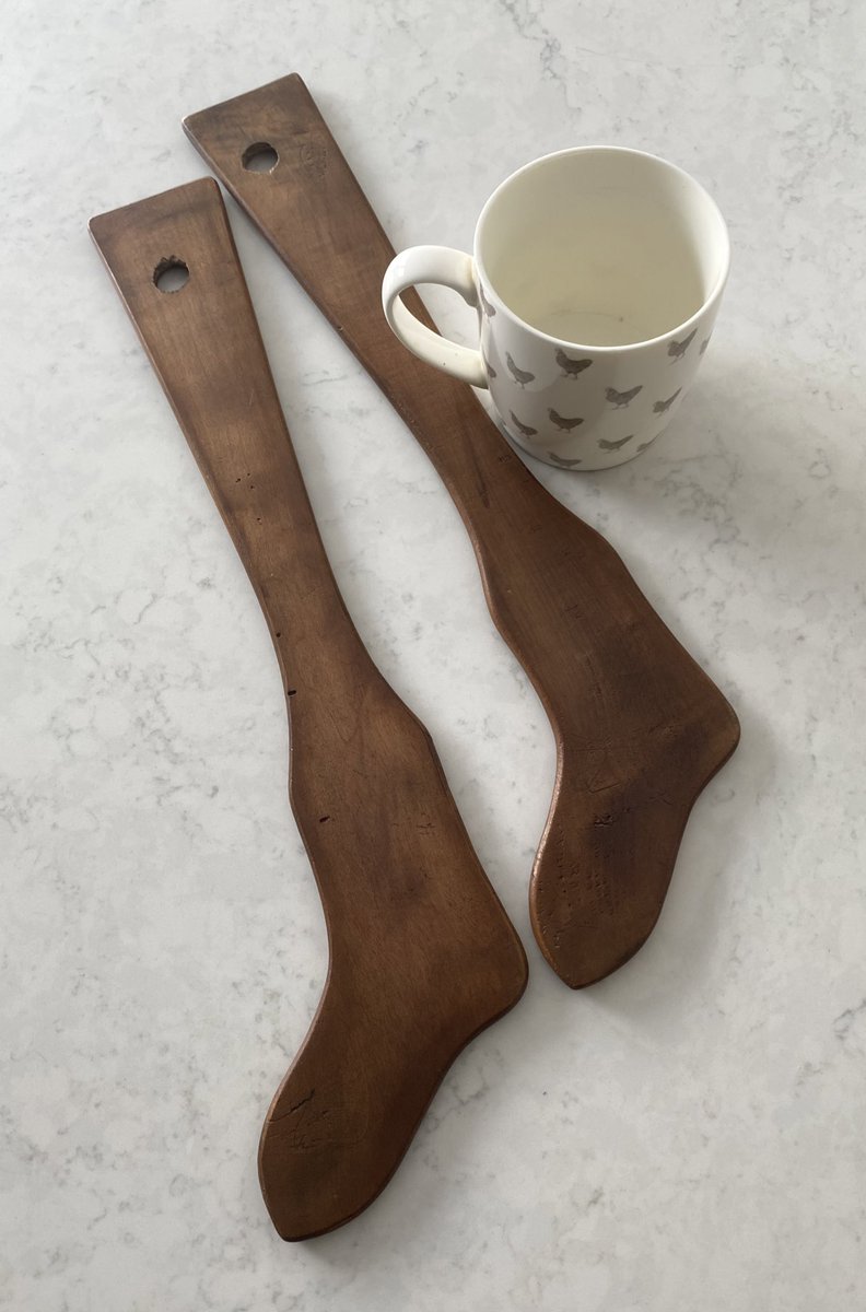 mikkitowler's tweet photo. For Sale - Rare Pair of Childs Victorian Treen Sock Driers - Shapers. Both Stamped Size Zero with Holes to Hang. Just on the Website. #treen #sockdriers #collectable https://t.co/wpbTXycheO