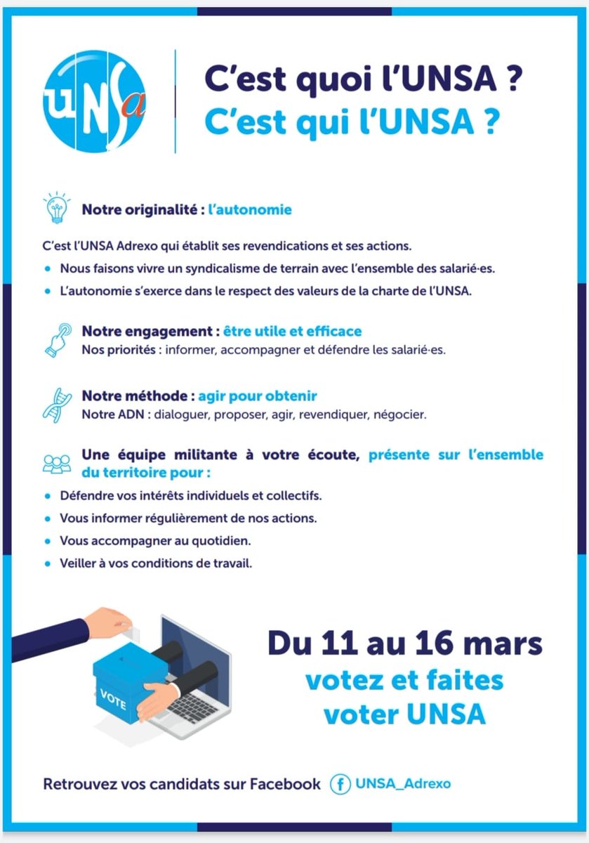 #Vauxlepenil #StthibaultlesVignes #Lieusaint #vote2021 EN #SeineEtMarne #CSE #UNSA 
#UNSA_ADREXO du 11 au 16 MARS , Votes et fait voter #UNSA