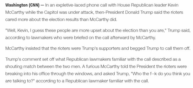 SeanCasten's tweet image. I will never understand the psychology of someone who has this conversation, and then goes to Mar-a-Lago for a photo-op / make nice and votes not to impeach.  Utter emasculation.  

Trump knew exactly who he was talking to.  cnn.com/2021/02/12/pol…