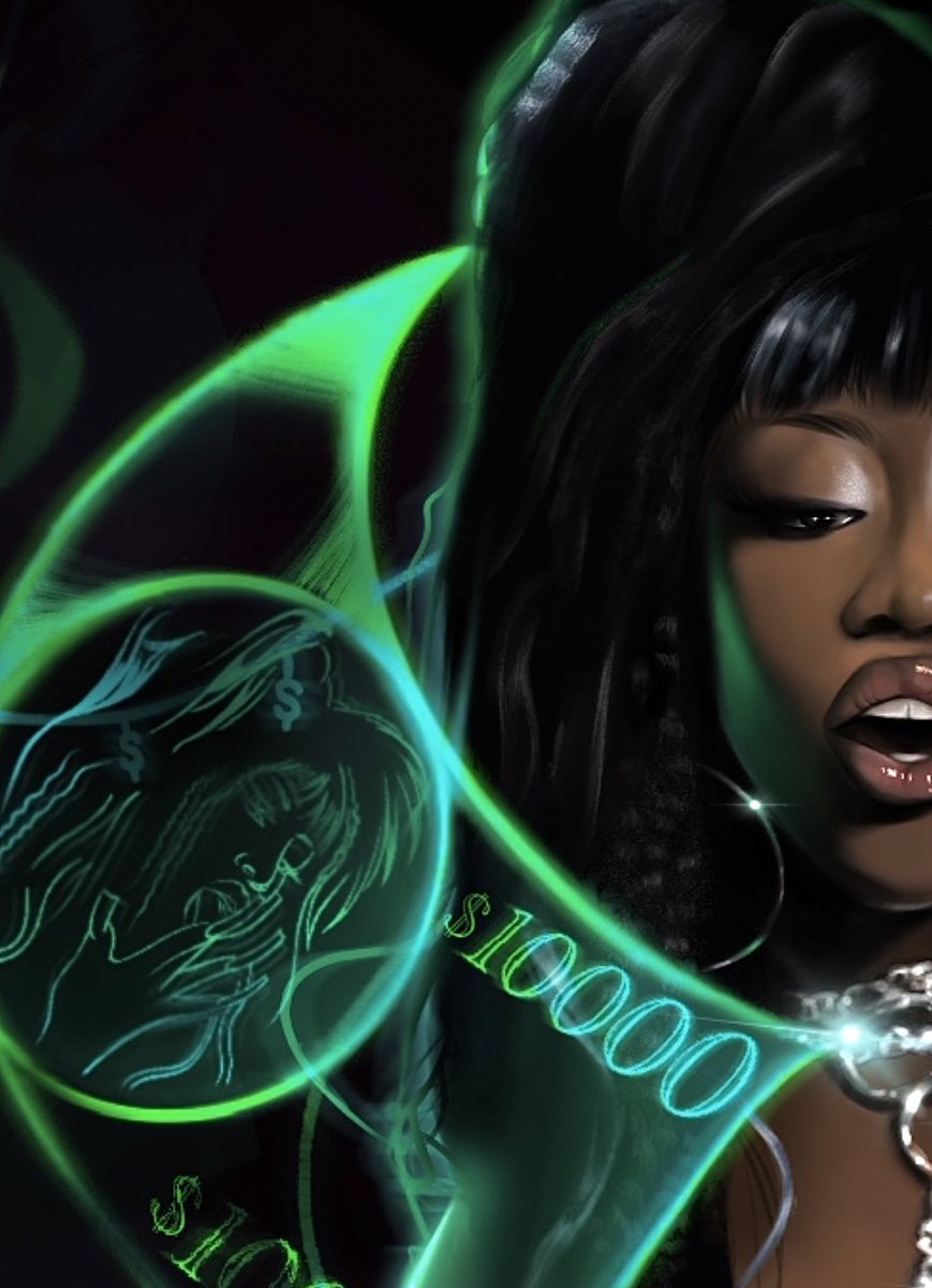 KaroneGodley's tweet photo. “ATM” 

Been working hard on this digital piece to represent my queen @breerunway 💚 https://t.co/qVGlkUPdkz