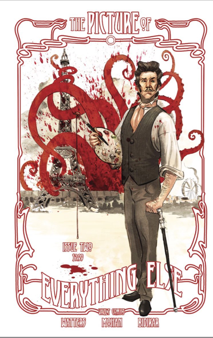 P03TH3IR's tweet photo. I am completely hypnotized and teleported to the past with @DanPGWatters, @Kishoremohan and @adityab’s #ThePictureofEverythingElse. A beautiful canvas of a comic focused on how art consumes all. This is  a passion project about the medium, disguised as horror. THOSE CLOLORS! https://t.co/SFcWNFm6uq