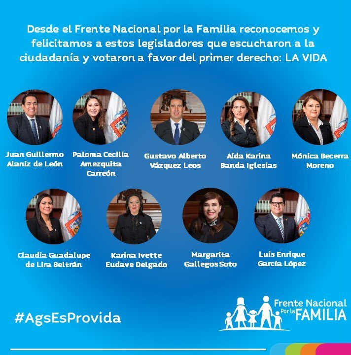 FNFVeracruz's tweet photo. Gracias a los legisladores valientes de Aguascalientes que defendieron el primer derecho: A LA VIDA 💙 Legisladores como ellos son la verdadera Esperanza de Mexico!Necesitamos muchos más valientes como ellos! #SalvemosLas2Vidas #PorAmorALaVida https://t.co/iOn11nxIfW