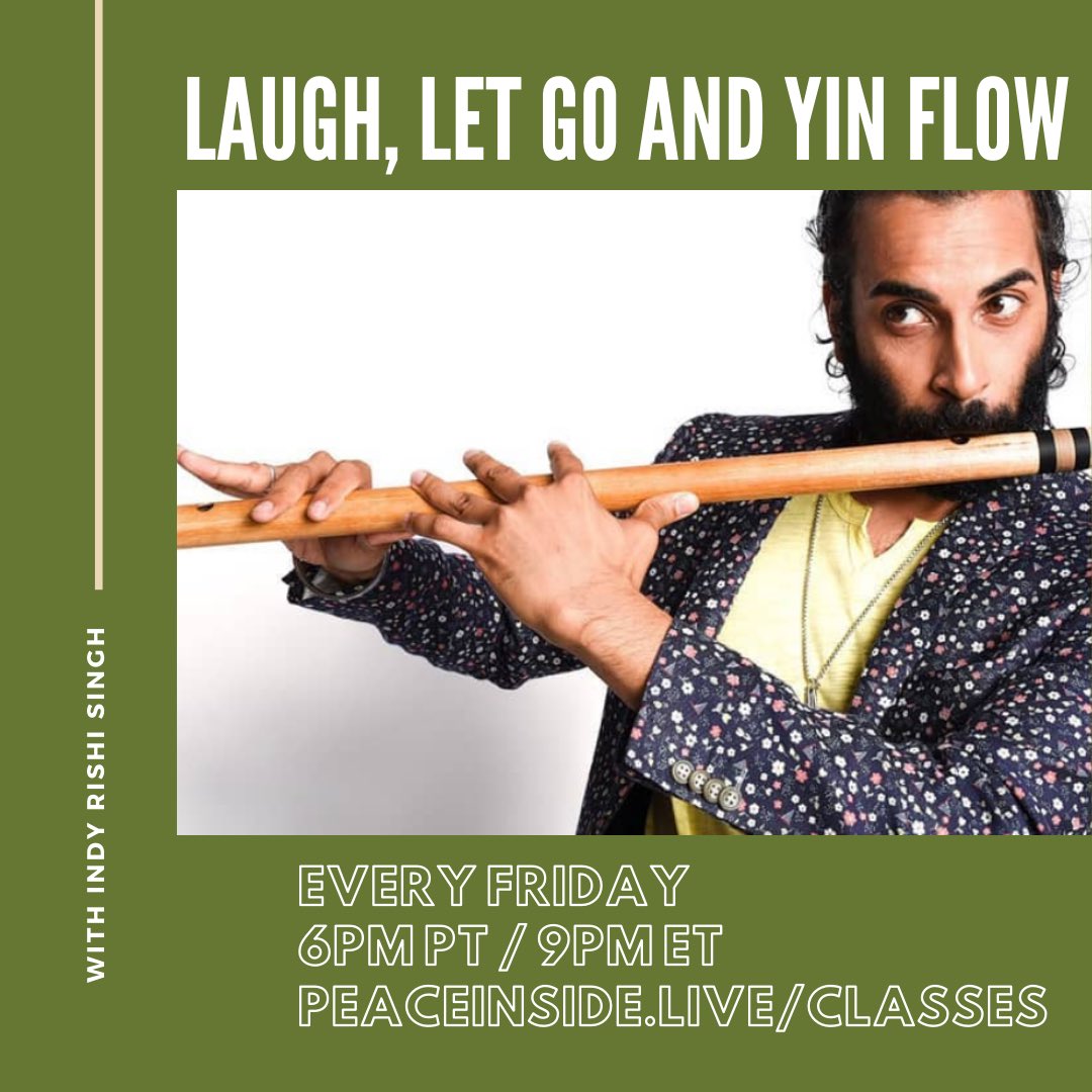 Laugh out this week's chaos then move into a cradling cuddle of yin yoga yuminess. Set yourself up for a deep sigh of relief and fun for the weekend during Laugh, Let Go and Yin Flow TONIGHT at 6PM PT/9PM ET with @indyrishisingh ✨ REGISTER: peaceinside.live/classes