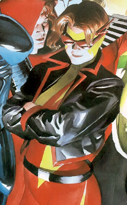 Irey West - Kid FlashThe daughter of the Earth 22 Wally West, Irey was always willing to take up her fathers mantle, but he wanted her brother to take that role. During Kingdom Come she took place in the great battle and afterwards volunteered at hospitals and helped humanity.