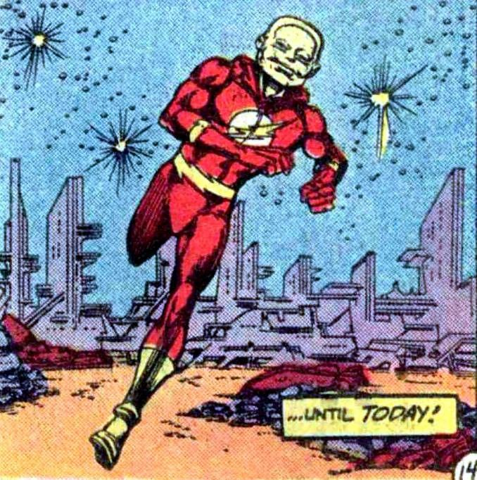 In the 98th century, after all humans had become telepathic, a menacing creature invaded. A history buff named Kryad, hoping that the legends of the 20th century were true, traveled into the past. He settled on stealing the Flash’s speed, though the process would cost his life.