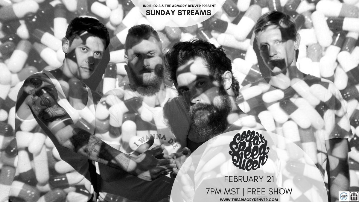 <a href="/ColfaxSpdQueen/">Colfax Speed Queen</a> is playing a FREE live digital concert via <a href="/ArmoryDenver/">The Armory Denver</a> YouTube on Sunday February 21st at 7pm sharp! Presented by <a href="/Indie1023/">Indie 102.3</a> &amp; <a href="/ToneDynamix/">Tone Dynamix</a> Tune in and check it out!