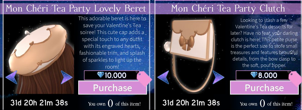 Royale High On Twitter Rh Update 2 12 21 The Mon Cheri Tea Party Collection Is Now On Sale For 116k Diamonds This Heart Stopping Set Was Created By The Lovely Reddietheteddy - twitter roblox tea