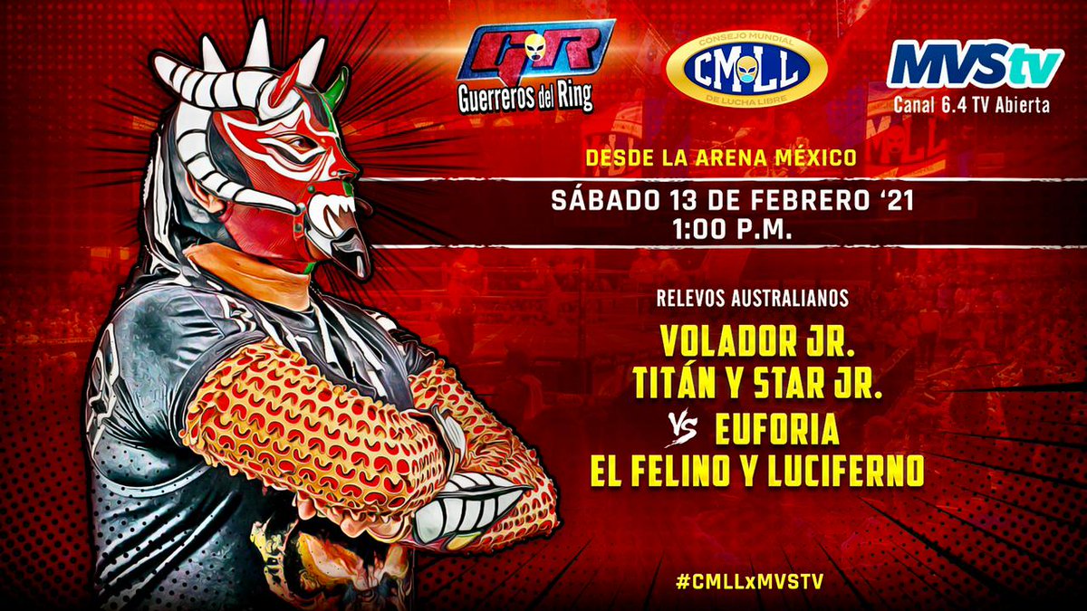 Felino_CMLL's tweet photo. Lucha Libre este sábado a las 13:00 hrs por el  canal 6.1 de tv abierta. No te lo pierdas. https://t.co/bGrEeJeTNH