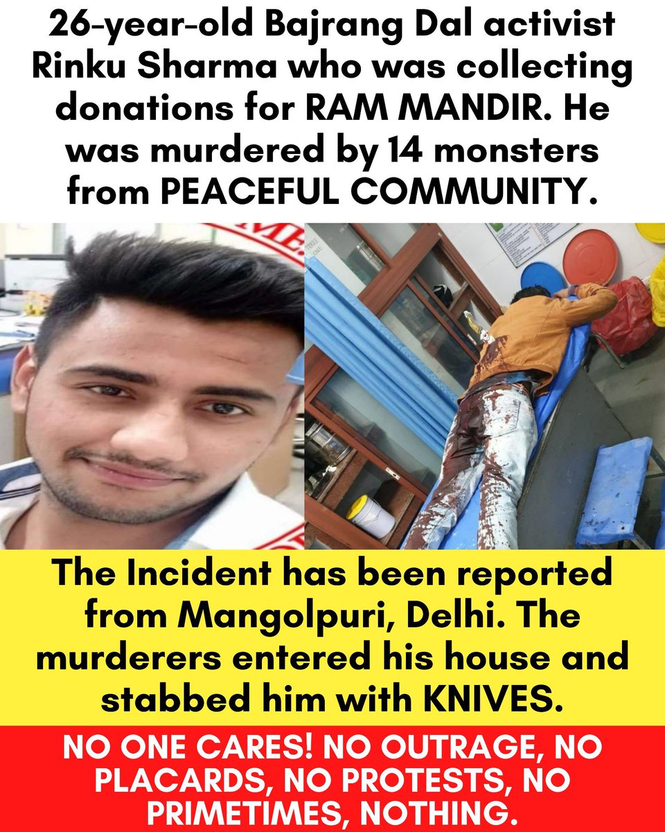Ashvin_BJP's tweet photo. 1.palgur sadhus
2.ankit Sharma
3. Nikita tomar
Now RINKU SHARMA. 
Next you and me ?????
#HindusLivesMatter
#JusticeForRinkuSharma
#RinkuKoKyonMaara https://t.co/HB9PeScixh