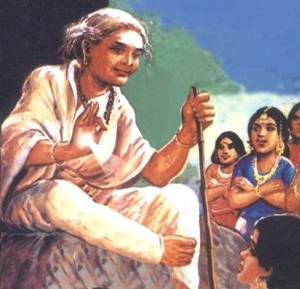 The boy was sitting on the branch of a tree and asked her whether she wanted a fruit. When she said yes, the boy asked her whether she wanted the fruit hot or cold. Avvaiyar thought the child was teasing her. So she asked for a hot fruit as the day was cold.