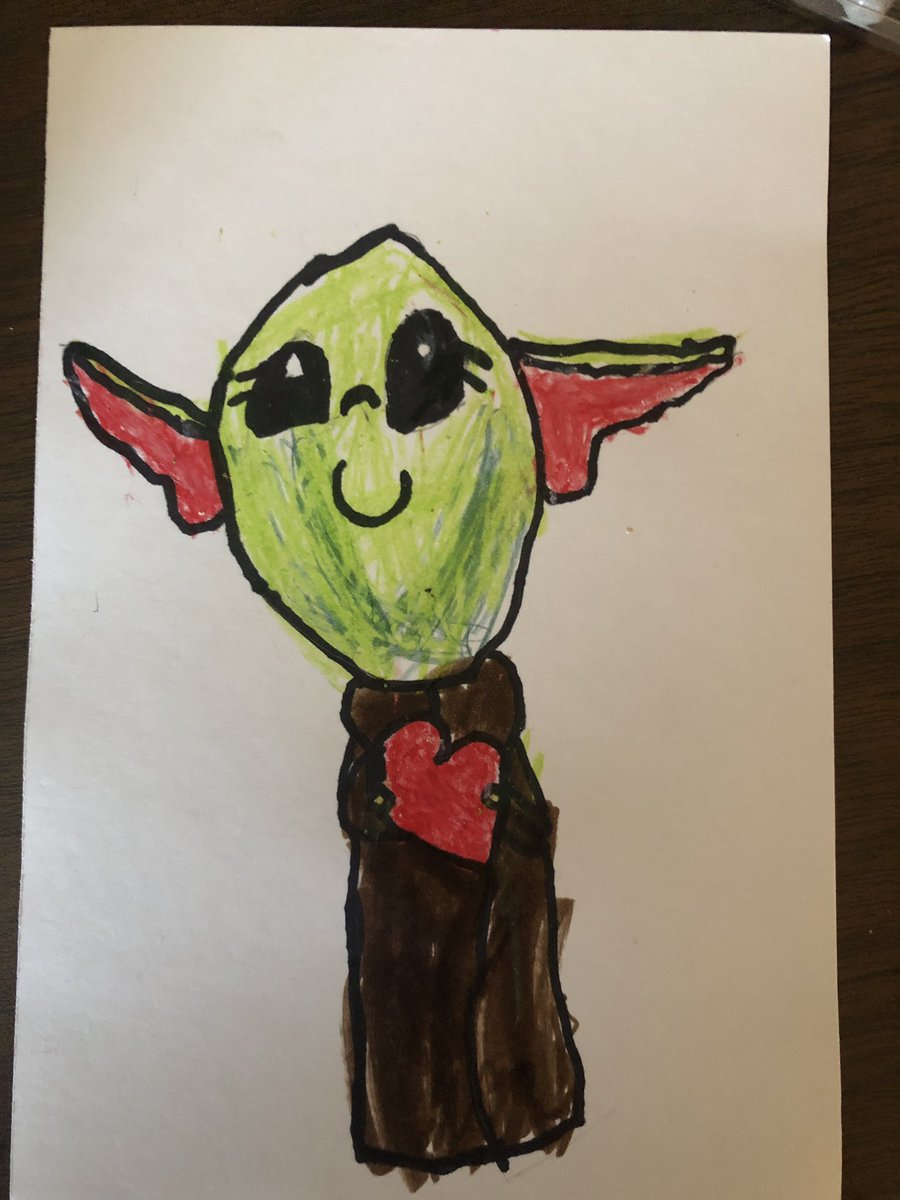 ArtEthridge's tweet photo. Fun Friday drawing kindhearted baby yoda (by request) with kinder. Student yells, “This is the best day everdrawing baby yoda!” #ceeativesce @creativeSCE #LISDBEKIND #isd #elementary @miss_votolato #underthesce #art #Baby Yoda #FridayVibes https://t.co/4Sif1YOxb4