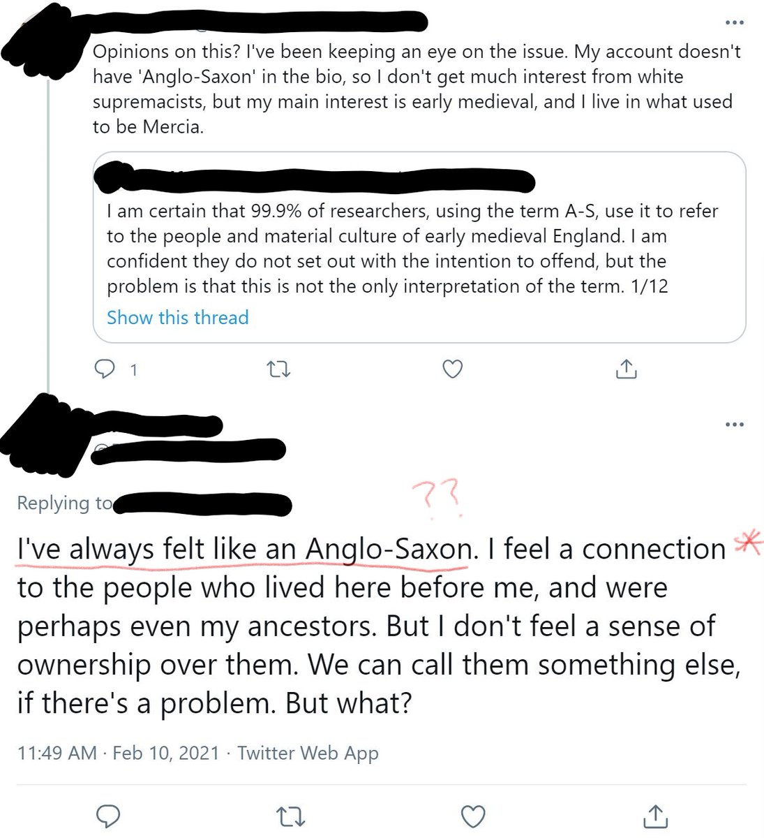 British ppl claiming they are "Anglo-Saxon" without actually understanding what that means (what does that mean?). The misconception is that ONLY wyte supremacists are using this. You are wrong.  #medievaltwitter 3/