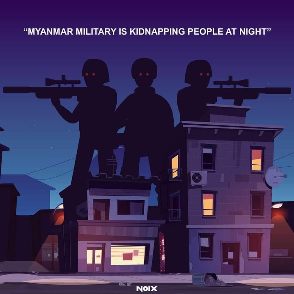 ๐ฑ๐๐๐ ๐พ๐๐๐๐ ๐ป๐๐ (@wutyi04301139) on Twitter photo Military is kidnaping people at night time. This kind of cases r keep increasing. People drum pots and pans to call for help. Tonight got more than 10 cases around the country. When can we sleep soundly? ๐ <a href="/RapporteurUn/">UN Special Rapporteur Tom Andrews</a> <a href="/UN/">United Nations</a> <a href="/UNHumanRights/">UN Human Rights</a>
#WhatsHappeningInMyanmar Military is kidnaping people at night time. This kind of cases r keep increasing. People drum pots and pans to call for help. Tonight got more than 10 cases around the country. When can we sleep soundly? ๐ <a href="/RapporteurUn/">UN Special Rapporteur Tom Andrews</a> <a href="/UN/">United Nations</a> <a href="/UNHumanRights/">UN Human Rights</a>
#WhatsHappeningInMyanmar