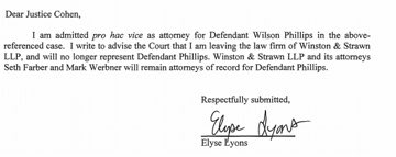 Also, one of the attorneys for NRA CFO Wilson Phillips just stepped down from the NYAG case, apparently rebuffing Phillips’ plea to "hold on for one more day."
